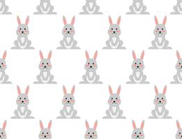 Seamless pattern of cute cartoon rabbit on white background - Vector illustration 