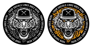 Roaring Tiger in Snapback Sticker Design vector