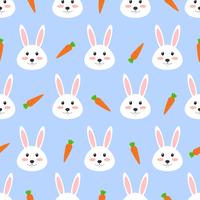 Seamless pattern of cute white rabbit with carrot on white background - Vector illustration 