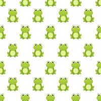 Seamless pattern cute green frog cartoon character isolated on white background vector