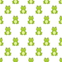 Seamless pattern cute green frog cartoon character isolated on white background vector