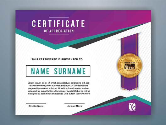 Multipurpose Professional Certificate Template Design. Abstract Purple Vector illustration