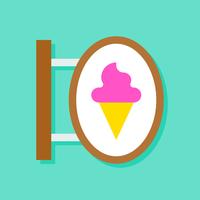 Ice cream shop sign vector illustration, flat style icon