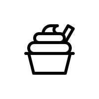 Ilustración de vector de taza de helado, icono de estilo de línea de dulces