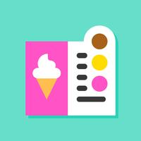 Ilustración de vector de menú de helado, icono de estilo plano