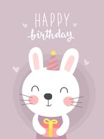 Cute Bunny Birthday Greeting Card vector