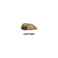Perro perezoso, lindo shih tzu cachorro durmiendo icono vector