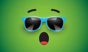 High detiled colorful emoticon with sunglasses, vector illustration