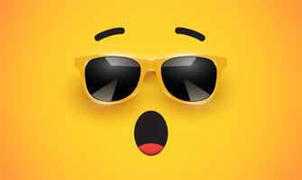 High detiled colorful emoticon with sunglasses, vector illustration