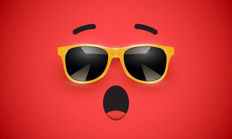 High detiled colorful emoticon with sunglasses, vector illustration