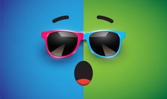 High detiled colorful emoticon with sunglasses, vector illustration