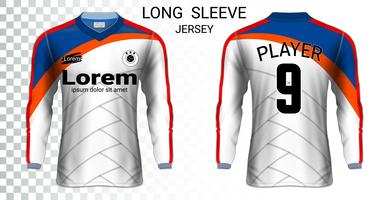 Camiseta de manga larga camiseta de fútbol maqueta plantilla, diseño gráfico para uniformes de fútbol. vector