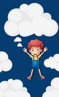 Happy boy in the blue sky background vector