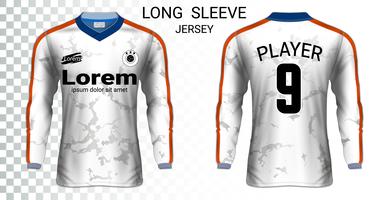 Long sleeve soccer jerseys t-shirts mockup template, Graphic design for football uniforms. vector