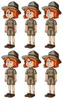 Zookeeper con diferentes emociones. vector