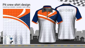 Polo t-shirt with zipper, Racing uniforms mockup template for Active wear and Sports clothing. vector
