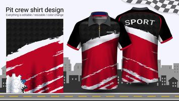 Polo t-shirt with zipper, Racing uniforms mockup template for Active wear and Sports clothing. vector