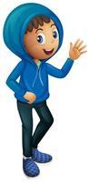 Boy in blue winter jacket vector