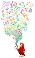 Parrot reading English book vector