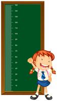 Height measurement chart with little girl vector