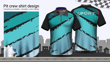 Polo t-shirt with zipper, Racing uniforms mockup template for Active wear and Sports clothing. vector