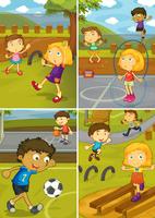 A set of activity kids at the playground vector