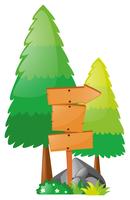 Wooden board and pine trees vector