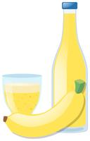 Fresh banana and juice in glass vector