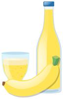 Fresh banana and juice in glass vector