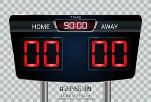 Digital timing scoreboard, Sport soccer and football match Home Versus Away. vector