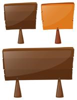 Three wooden signs on white background vector