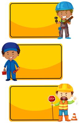 Banner template with construction workers