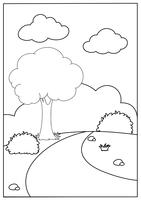 A nature landscape colouring template vector