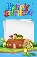 Turtle next to the house birthday template vector