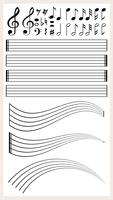 Papel de música en blanco con diferentes notas. vector