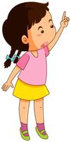 Little girl in pink shirt pointing up vector