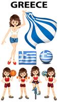 Greece flag and woman athlete vector