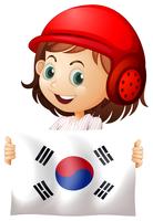 Cute girl and flag of South Korea vector