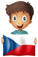 Happy boy and flag of Czech Republic vector