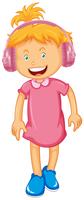 Little girl wearing headphone vector