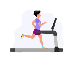 Hombre corriendo en la cinta, ilustración de concepto para el deporte, ejercicio, estilo de vida saludable, actividad cardiovascular. vector