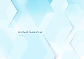 Abstract white geometric hexagons and shadow on blue background technology digital concept with copy space. vector