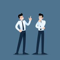 Two businessmen discussing each other. The employee talk with team about business ideas or about commercial organization. vector
