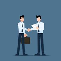 Two Businessmen standing and shake hands each other for cooperation and make a deal. vector