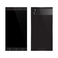 Black smartphone front, back view vector