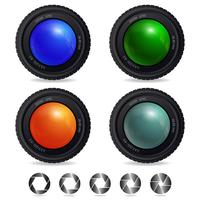 Camera lens with different shutter apertures vector