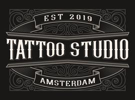 Vintage logo for tattoo studio vector