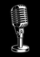 Vector illustration of microphone on black background