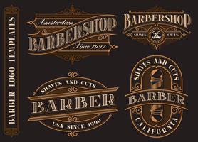 Conjunto de emblemas de barbería vintage, logotipos, insignias. vector