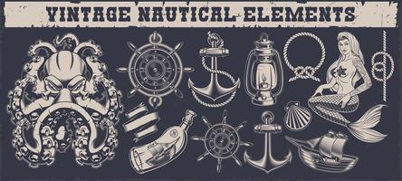 Set of a vintage nautical elements